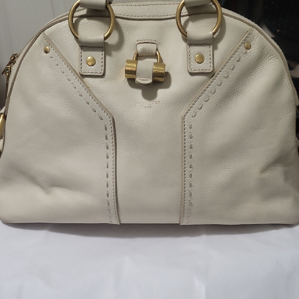 YSL Muse Cream Leather Handbag